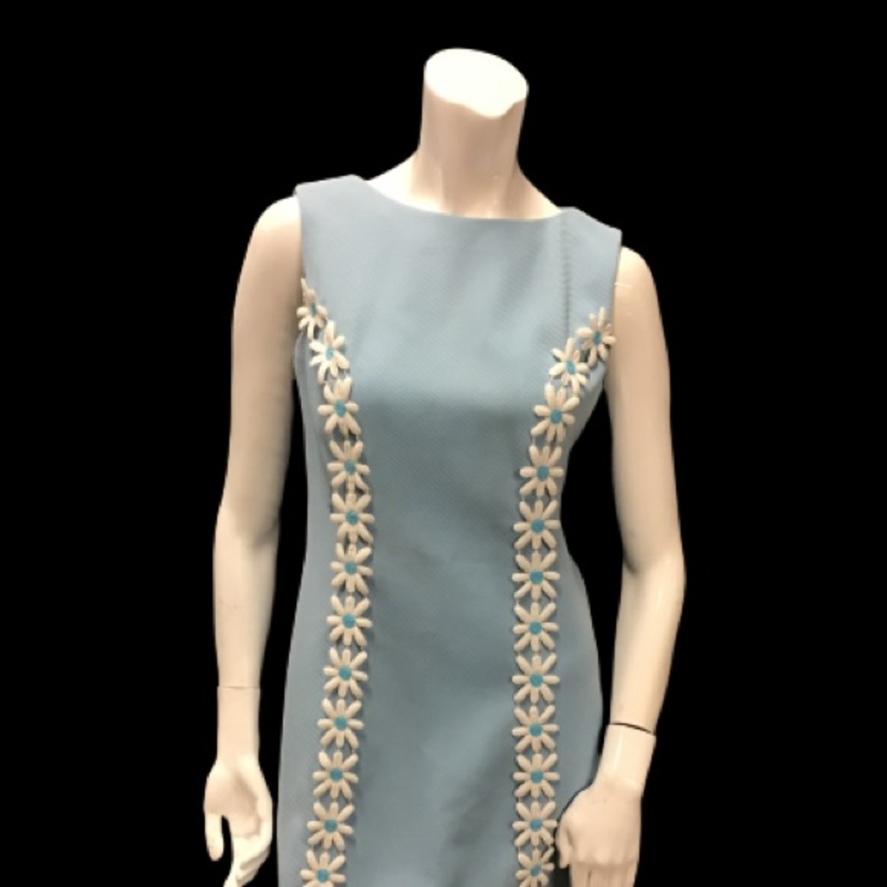 Vintage 1960s Blue Daisy Chain GoGo Mini Dress